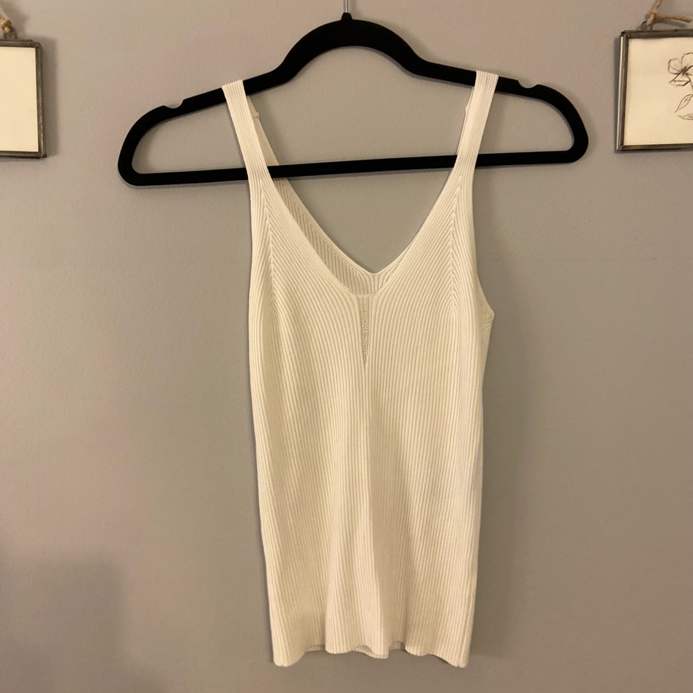 White, vneck tank top from Carly Jean Los Angeles